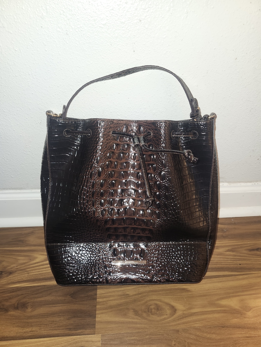 Brahmin Marlowe Drawstring bucket bag Fig Jam